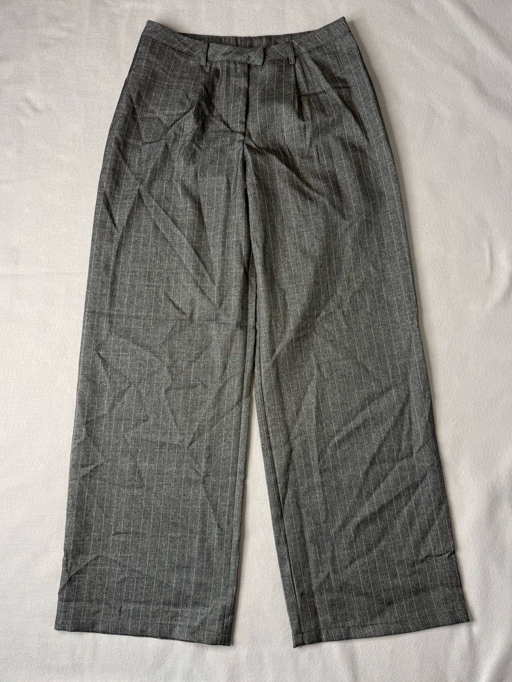 Princess Polly Gray Pinstripe High Rise Wide Leg Trousers Pants Size 6